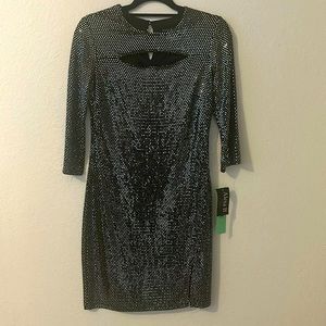 Beautiful metallic black and silver short dress